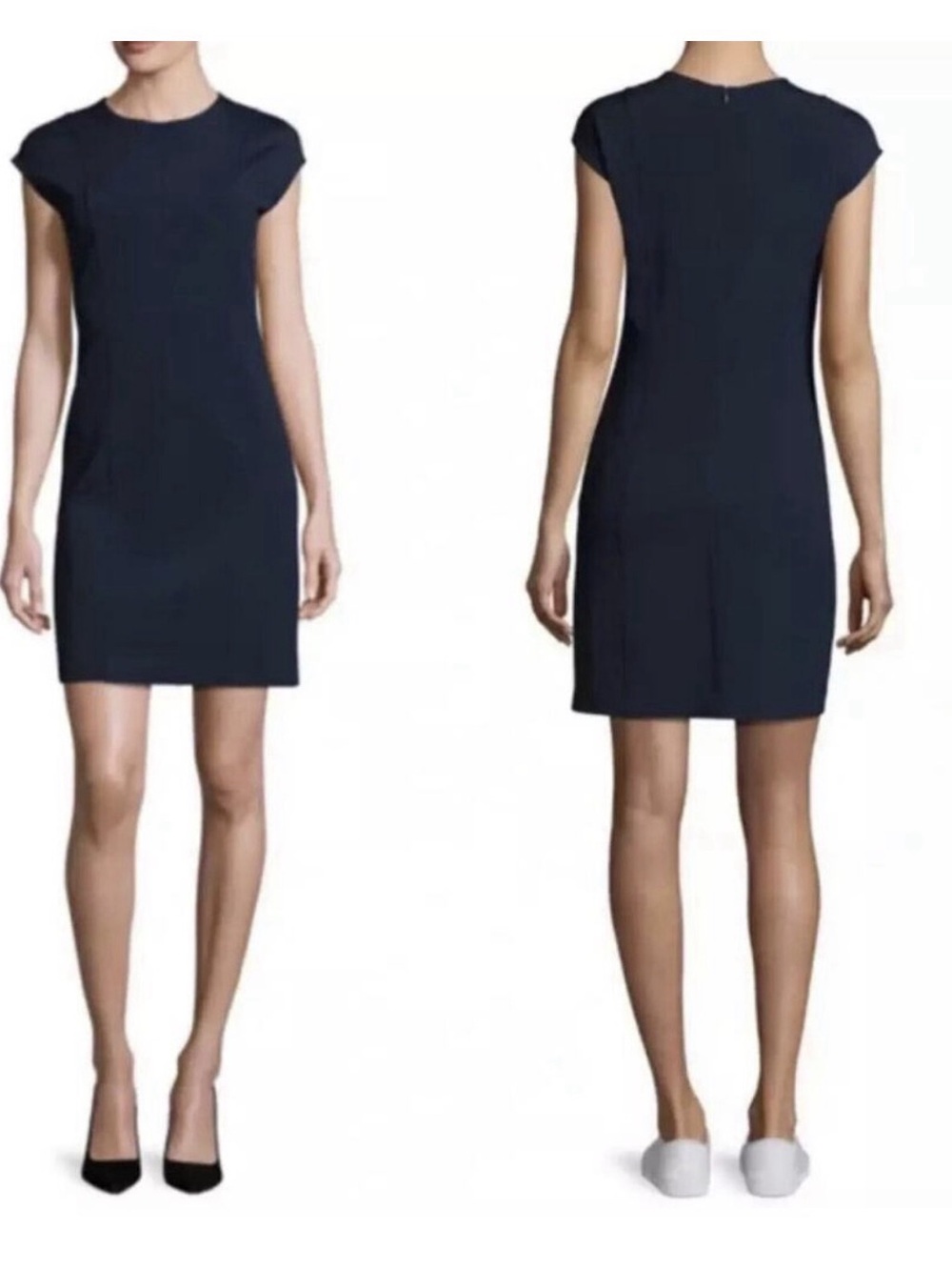 THEORY • Onine Cambretta knit short sleeve mini dress Navy Size 2